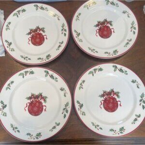 Christopher Radko Traditions Holiday Celebration Salad Dessert Plates Set Of 4